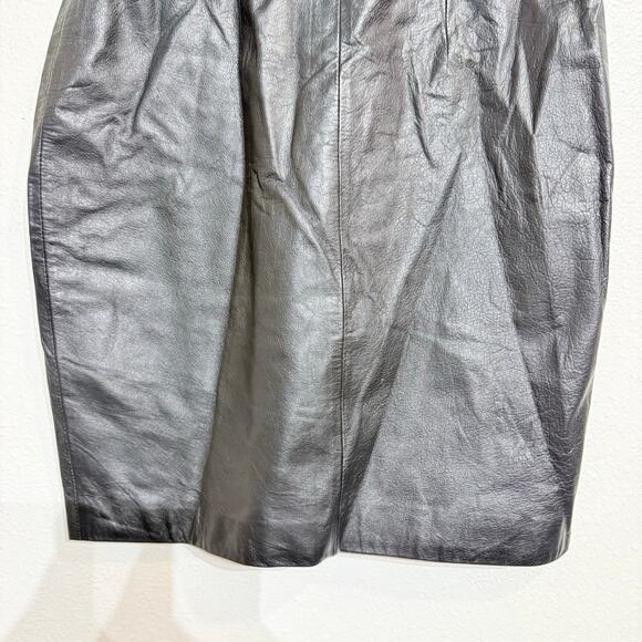 Pelle Club Black Leather Mini Pencil Skirt Sz 8 - Picture 3 of 11